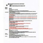 Max Performance Bike Fit - Coaching schedule